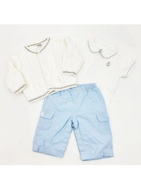 Baby Gap & Gymboree 3–6M Set Bunny Bodysuit, Gingham Pants & Cable Knit Cardigan